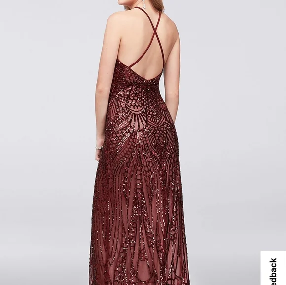 NW Nightway Sequined High Neck Backless Prom Dress - Picture 4 of 15